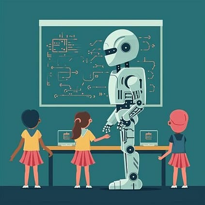 students learning with AI technology